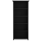 SIMPLIHOME Amherst Bookcase - 70 inch Tall 5-Shelf Solid Wood Bookshelf in Black, Transitional Storage for Living Room, Study Room or Office with Adjustable Shelves and Tapered Legs SIMPLIHOME