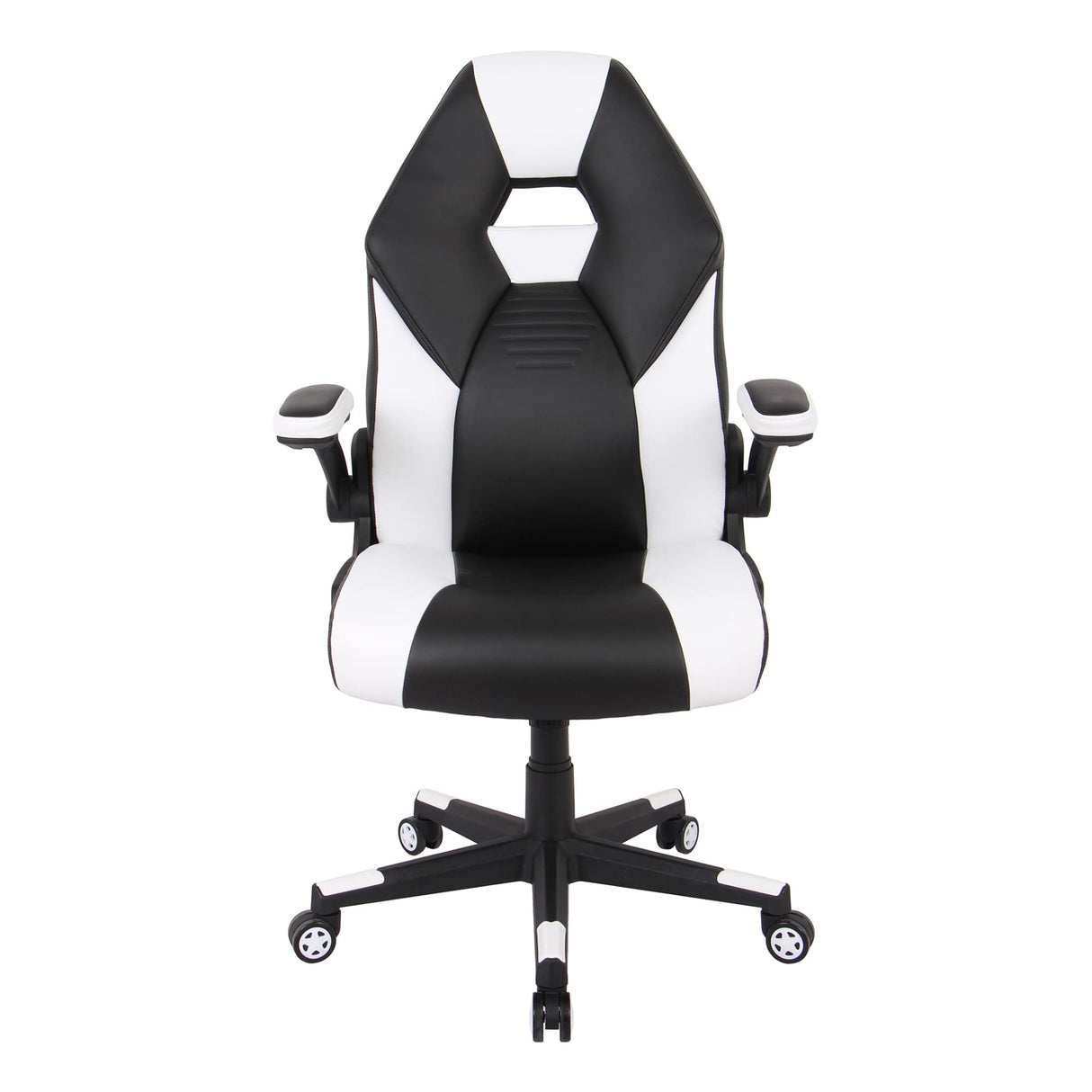 RS Gaming™ RGX Faux Leather High-Back Gaming Office Chair, Black/White, BIFMA Compliant Realspace