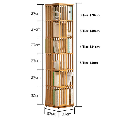 NABOOJ 360 Rotating Bamboo Bookshelf with Open Design for Home and Office Storage - WoodArtSupply