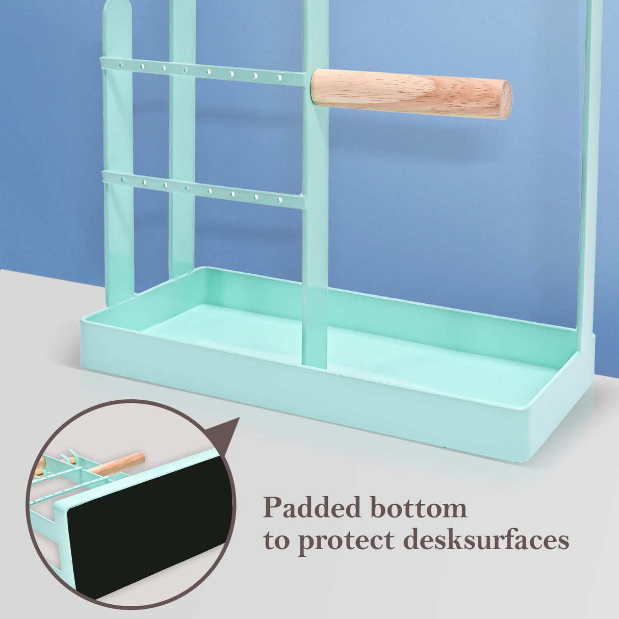 ProCase Jewelry Organizer Stand Necklace Holder, 4-Tier Jewelry Tower Rack with Earring Tray, 10 Hooks Necklaces Hanging Small Jewelry Display Storage Tree for Bracelets Earrings Rings Watches -Blue ProCase