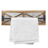 Rustic Bathroom Towel Rack, Butizone Wall Mounted Towel Bar Holder with Weathered Wood and Corrugated Galvanized Metal, Farmhouse Rack for Hanging Towel (Towels are not Included) Butizone