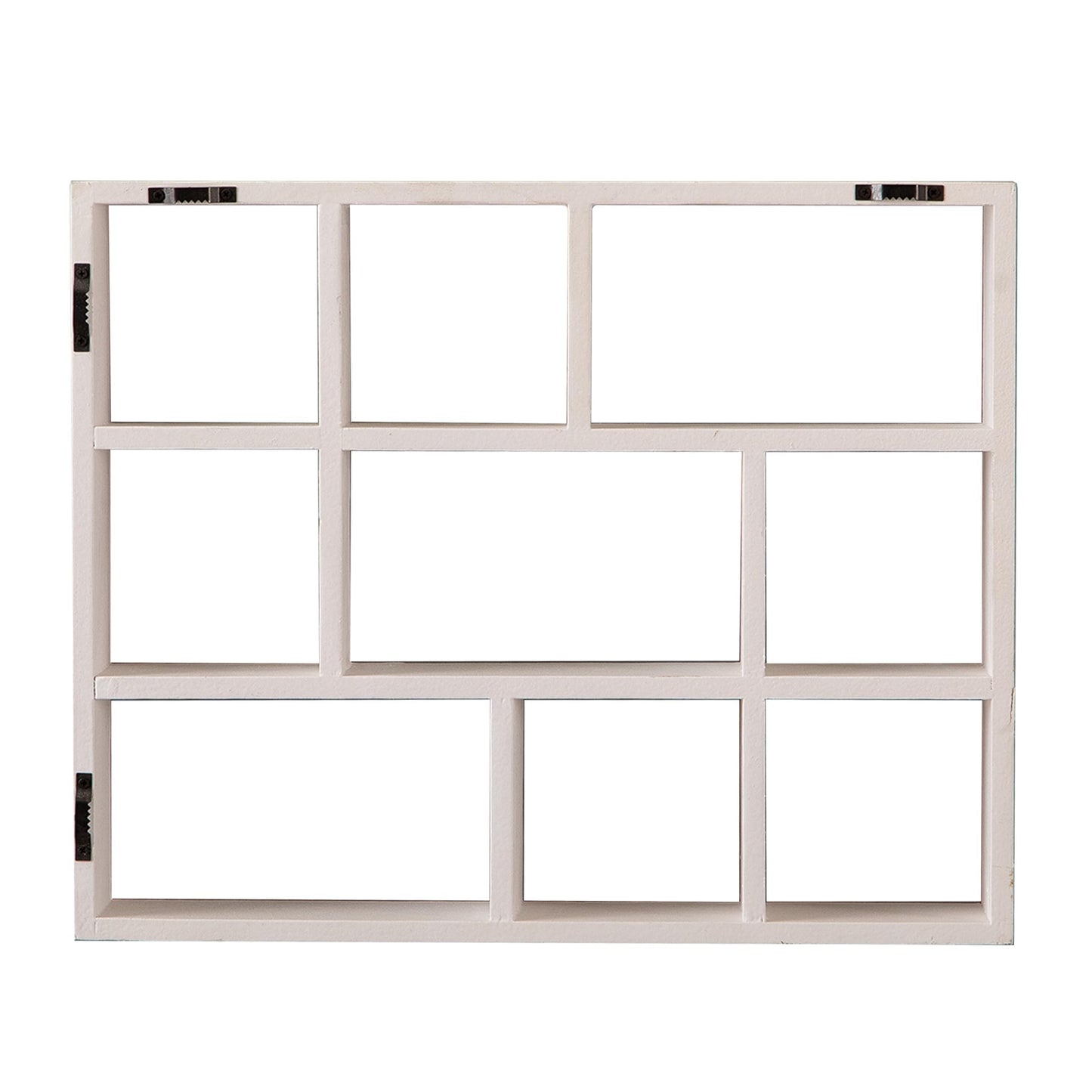 SOFE Small White Shadow Box with Shelves, Wall Shelving Unit 9-Compartments, Freestanding or Wall Mounted Curio Cabinet, Knick Knack Display Shelf, Wood Floating Cube Shelves for Wall, Collectibles