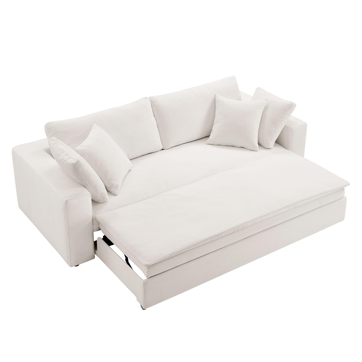 Modway Commix Down Filled Fabric Sleeper Sofa in Pure White Modway