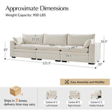 HULALA HOME 106" Modular Sectional Sofa, Oversized 3 Seater Couch with Double-Cushion, Modern Sofa with Deep Seat, Convertible Sectional Couch for Living Room, Ivory HULALA HOME