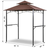 Grill Gazebo 8'×5' Barbeque Gazebo Canopy Tent Shelter with 2 Tier Hardtop BBQ Canopy for Outdoor Patio Backyard Deck, （Brown gaildon