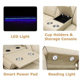 Toseslo Power Recliner Sofa Set with Drop-Down Table, 3-Piece Leather Reclining Sofa Sectional Couches, Living Room Furniture Sets, Reclining Sofa with Cup Holders/Storage Console for House(Beige) Toseslo