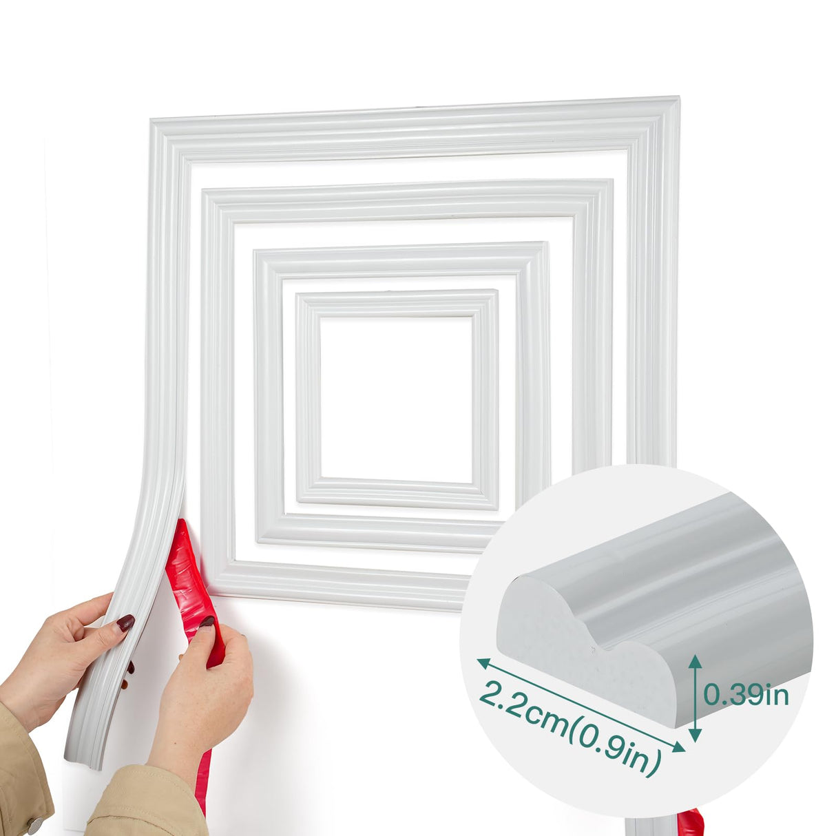 Yefanxi Peel and Stick Panels Molding Trim, Flexible Chair Rail Classic Wall Trim, Self-Adhesive Wall Paneling strip for Home Decoration(White 10ft*0.9in) Yefanxi