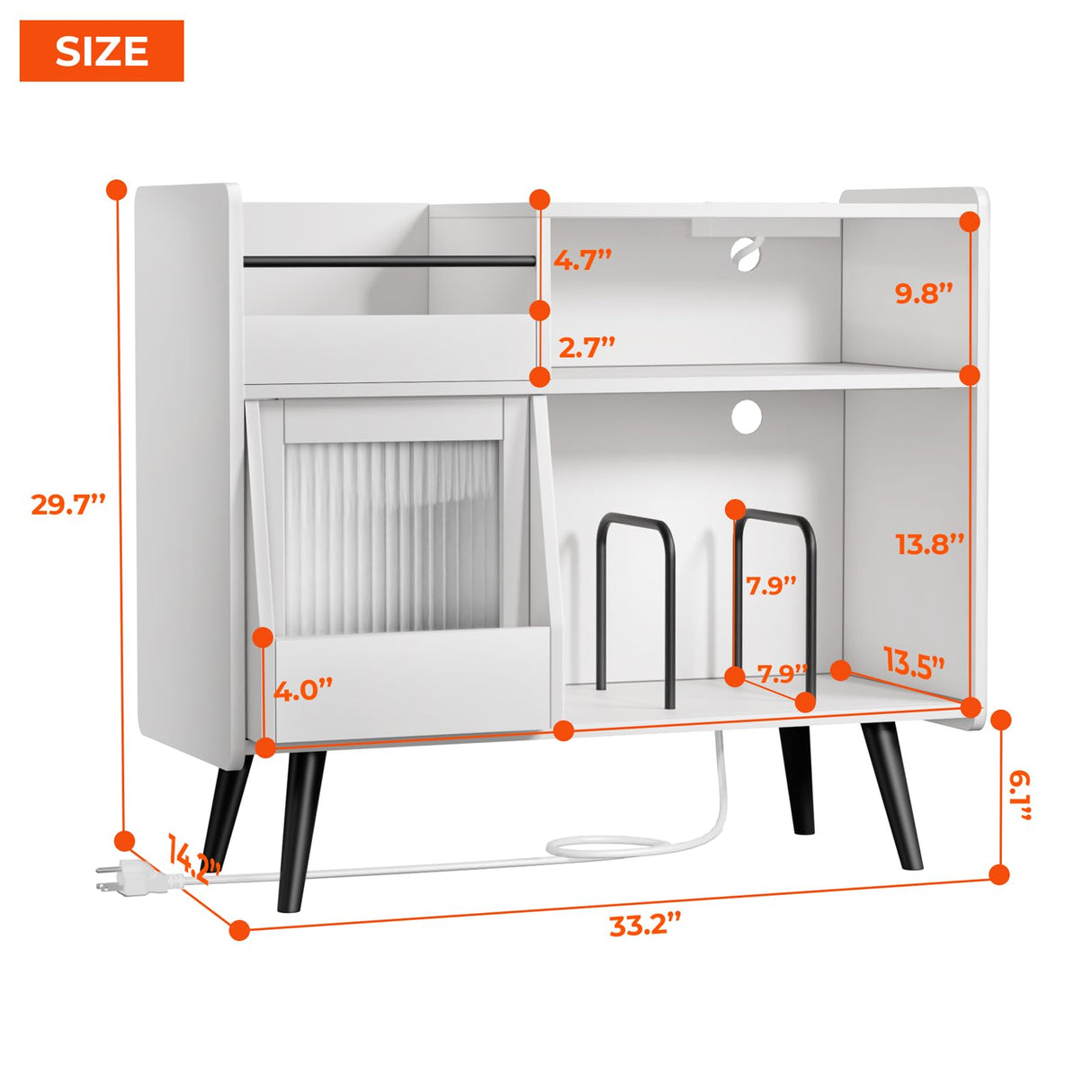 MULEJYBO Large White Record Player Stand with Sliding Door,350 Vinyl Record Storage Cabinet, Record Player Table with Power Outlet and LED Light,Turntable Stand with Wood Legs for Living Room,Office MULEJYBO