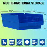 Akro-Mils 30150 Plastic Shelf Bins, Heavy Duty Storage Bins for Garage, Closet, and Drawer Organization, 12-Inch x 6-1/2-Inch x 4-Inch, Blue, 12-Pack Akro-Mils