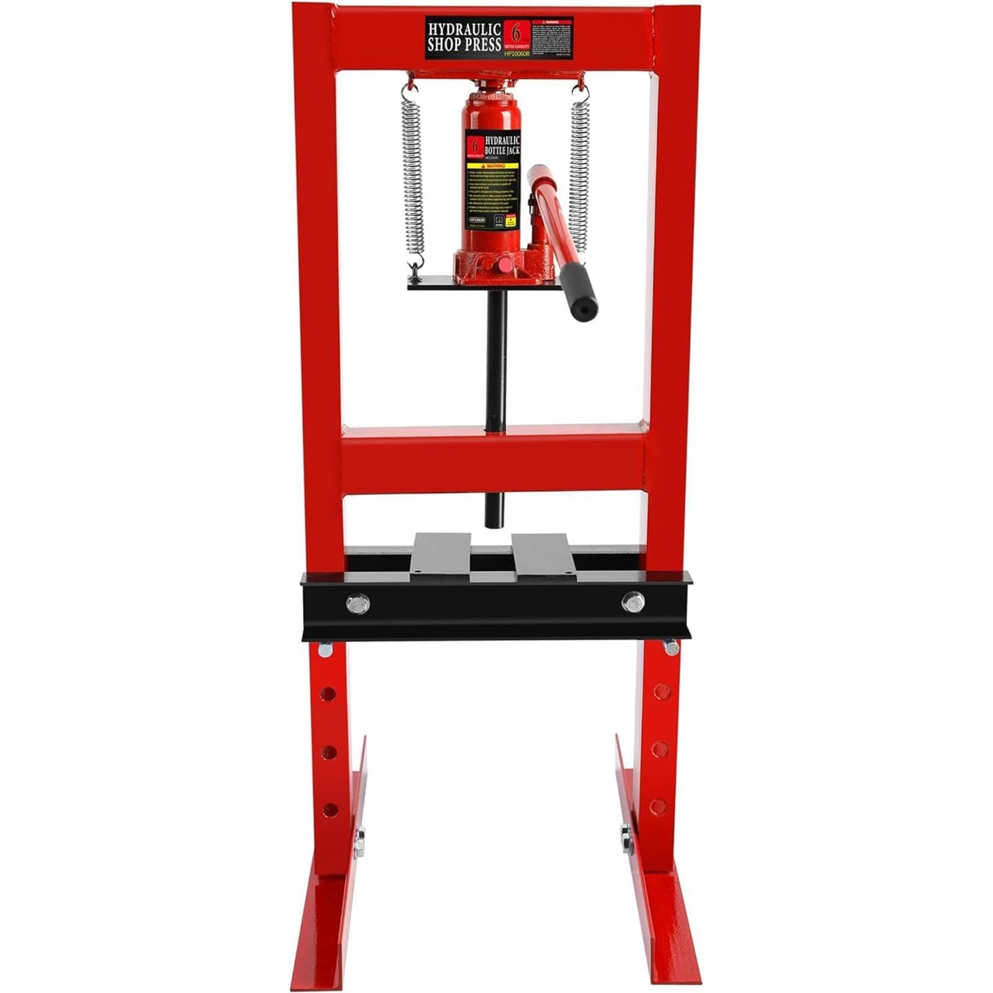 6 Ton Hydraulic Press, H-Frame Garage Shop Press with Press Plates, Floor Adjustable Hydraulic Shop Press to Bend, Straighten or Press Parts, Benchtop Press (Red) - WoodArtSupply