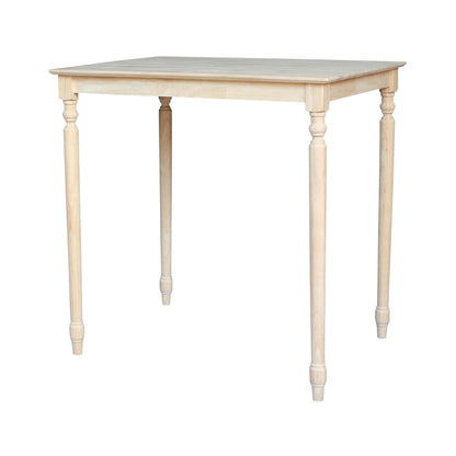 International Concepts Solid Wood Top Table with Turned Legs, Bar Height - WoodArtSupply