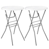 Byliable Cocktail Table 28in Folding Round High Top Indoor Outdoor with Removable Legs, Tall Bistro Foldable Bar Height Table for Parties, Patio, Backyard, Dining, Wedding, White- 2PCS Byliable