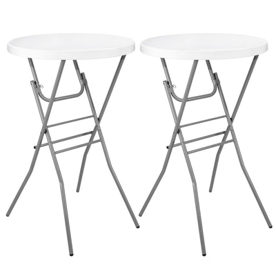Byliable Cocktail Table 28in Folding Round High Top Indoor Outdoor with Removable Legs, Tall Bistro Foldable Bar Height Table for Parties, Patio, Backyard, Dining, Wedding, White- 2PCS
