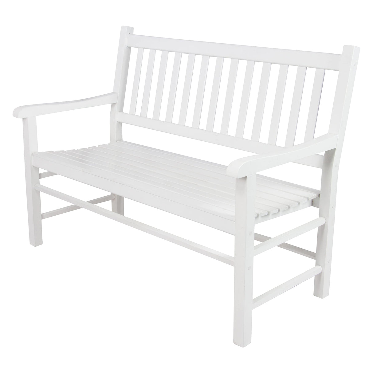 Shine Company Eden Outdoor Wood Garden Bench for Front Porch, Entryway, 24.5" D x 48" W x 38.75" H, White Shine Company