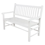 Shine Company Eden Outdoor Wood Garden Bench for Front Porch, Entryway, 24.5" D x 48" W x 38.75" H, White Shine Company