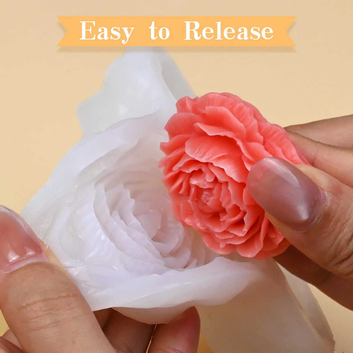 ZQYSING Peony Candle Mold for Candle Making, 3 Cavity Flower Silicone Molds for Epoxy Resin Wax Soap Clay Plaster Tealight Candles Crafts Casting Home Décor Handmade Gifts ZQYSING