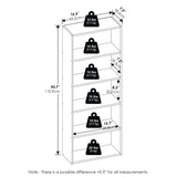 Furinno Basic Book Shelf, 5-Tier Bookshelf, Cube Storage Organizer Bookcase with Open Shelf, 7 x 17 x 44, for Living Room, Bedroom, Home Office, Espresso Furinno