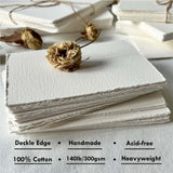 Deckle Edge Watercolor Paper, 100% Cotton, 140 LB, 300 GSM, 4x6”, 30 Sheets Mixed Media Paper for Dry & Wet Technique, Acid Free, tumuarta Blank Cards is Perfect for Greeting Cards & Thank You Notes tumuarta