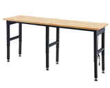 Albott 84x24” Adjustable Workbench 28.7-38.6" Height, Rubber Wood Top Heavy Duty Workbench with Power Outlets & Hooks, 5000 LB Capacity Workbench for Garage, Workshop, Home & Office Albott