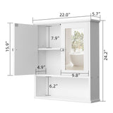 Shintenchi Bathroom Cabinet with Mirror, Wood Medicine Cabinet with Adjustable Shelf, Wall Mount Cabinet Storage, Cupboard, White Shintenchi
