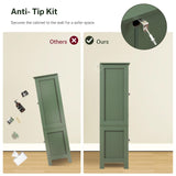 TEENFON 43" H Storage Cabinet with 4 Doors, Kitchen Cabinet with 6 Door Shelves, Kitchen Pantry Cabinets for Living Room, Dining Room, Bathroom, Forest Green TEENFON