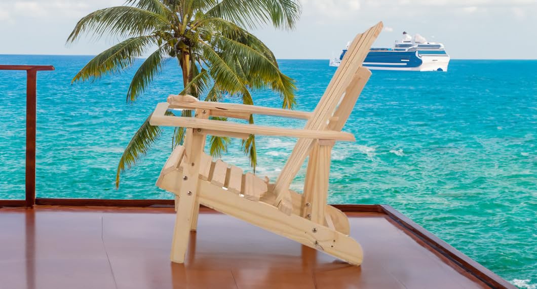 BTEXPERT Outdoor Wooden Folding Adirondack Chair Assembled Backrest, for Patio Lounge Lawn Garden Backyard Deck Fire Pit Pool Beach 350lb Weight Capacity BTEXPERT
