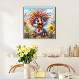 askkqtx Chicken Diamond Art Kits for Adults, Flowers Diamond Painting Kits for Beginners, DIY 5D Full Drill Crystal Rhinestone Funny Gem Art Craft Home Decor 14x14 Inch askkqtx