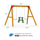 DOLPHIN PLAYGROUND T DIY Swing Sets for Backyard, Wooden Playground Sets with Glider Swing and 2 Belt Swings, Kids Outdoor Play Equipment, Outdoor Playset DOLPHIN PLAYGROUND T