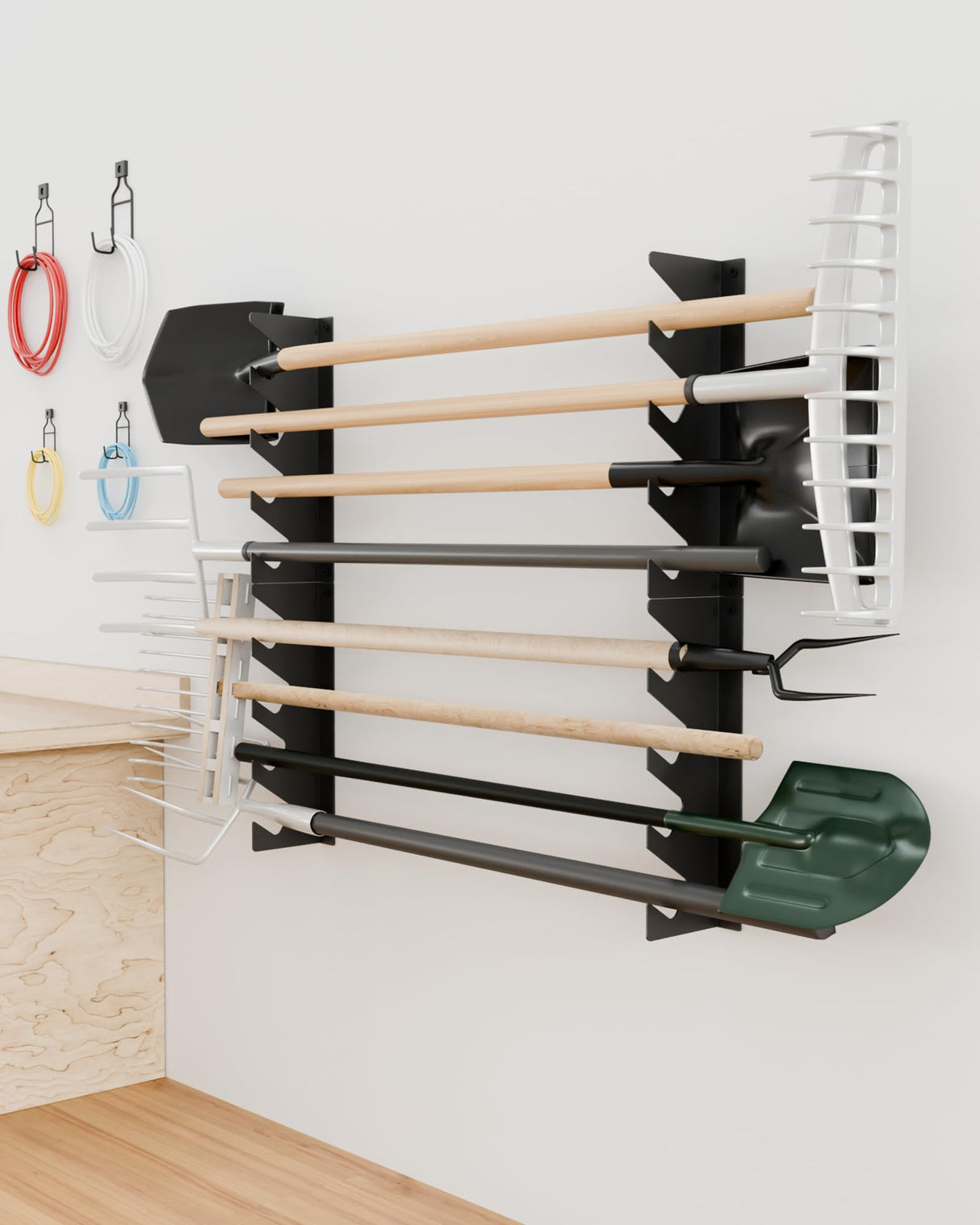 JivaJot Garage Tool Organizer Wall Mount, Shed Yard Organization Racks for Walls, Horizontal Tool Racks, Shovels and Rakes, 2FT JivaJot