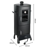 Vertical Propane Smoker with Temperature Control, BBQ Smoker Grill with Cover Outdoor Heavy Duty Three Removable Smoking Shelves, Black PIQUEBAR