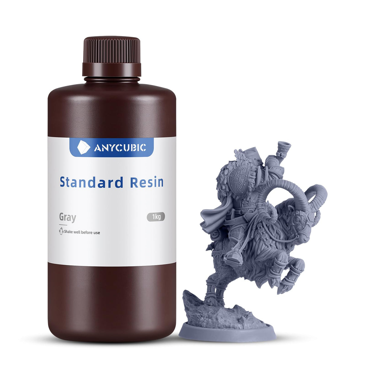 ANYCUBIC 3D Printer Resin, 405nm SLA UV-Curing Resin with High Precision and Quick Curing & Excellent Fluidity for LCD 3D Printing (Grey, 1kg) ANYCUBIC