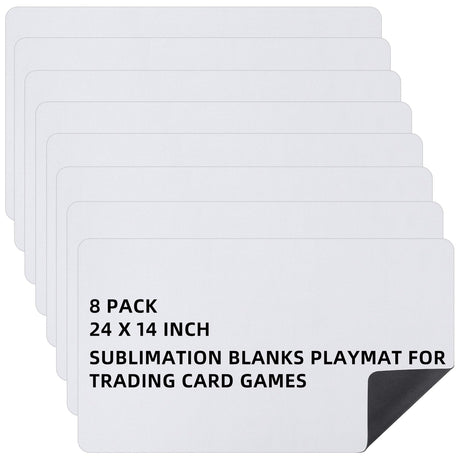 Yexiya 8 Pieces Card Game Mats 14 x 24 Inch Sublimation Blanks Playmat for Trading Card Game Smooth Rubber TCG MTG Playing Mat for Board Games, Mouse Pad, Collectible Card(White) Yexiya