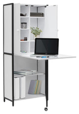 Sew Ready Multipurpose Armoire 58.75" Tall with Folding Top for Craft, Office or Home Sewing Cabinet, Charcoal/White Sew Ready