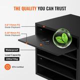 VEVOR Literature Organizers, 5 Compartments Office Mailbox with Adjustable Shelves, Wood Literature Sorter 13.9x12x13 inches for Office, Home, Classroom, Mailrooms Organization, EPA Certified, Black VEVOR