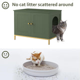 Homhedy Cat Litter Box Enclosure, Cat Washroom Furniture with Metal Frame, Pet House, Fit Most of Litter Box, Modern Style, Green and Gold Homhedy