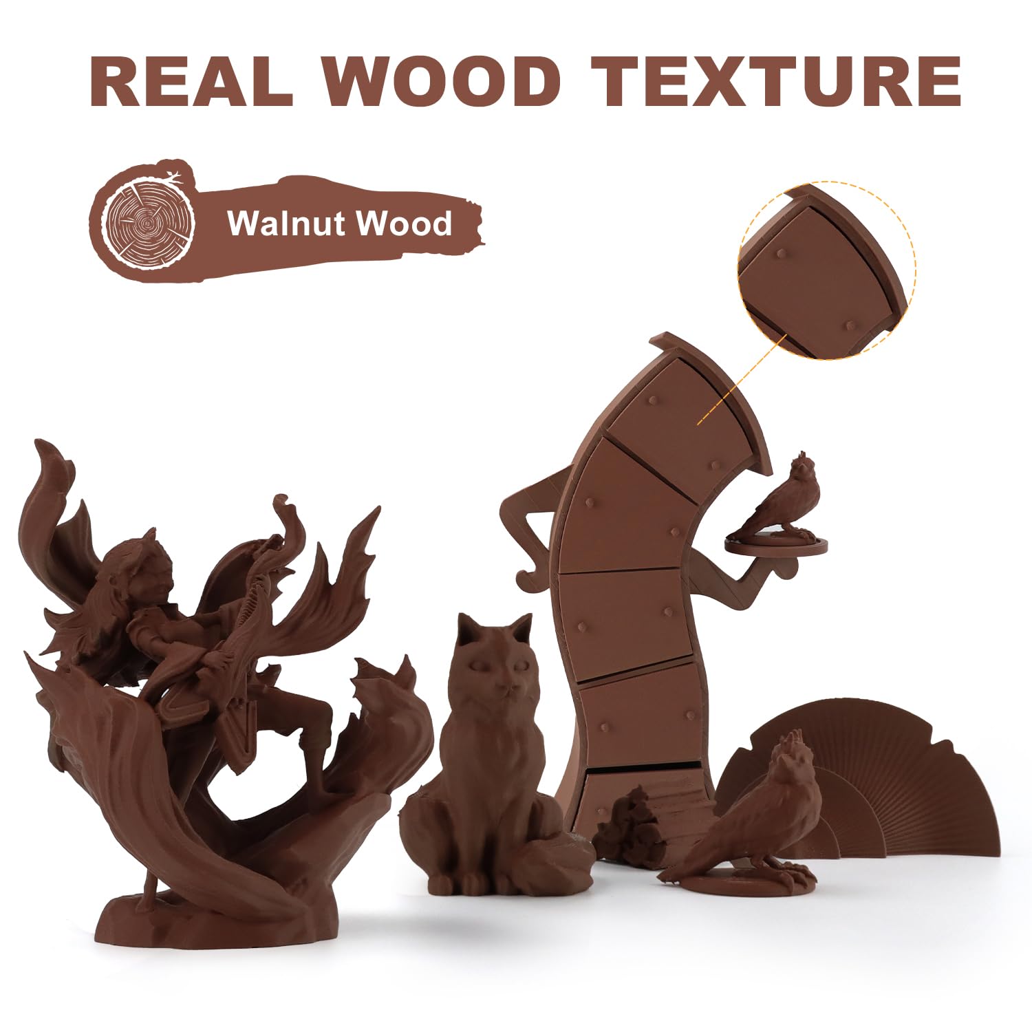 LOVOON Wood PLA Filament 1.75MM, Wood 3D Printer Filament, 3D Printing Filament, Most FDM 3D Printers and 3D pens are Compatible, Real Wood Texture, Wood Walnut,1kg(2.2lb)/Spool - WoodArtSupply