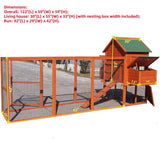 Omitree 122" Deluxe Large Wood Chicken Coop Backyard Hen House with 4 Nesting Box Outdoor Run Omitree