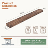 60 Inch Floating Shelf, Handcrafted Wood Mantles for Over Fireplace, Floating Mantel Shelf with Invisible Heavy Duty Metal Bracket for Wall Decor, 60 Inch Fireplace Mantel, Brown Weyderk
