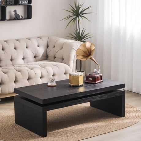 Modern Coffee Table, Black Wooden Coffee Table, Rectangle Cocktail Tea Table for Living Room, 47.6" L* 23.6" W * 16.3" H JIJIWANG