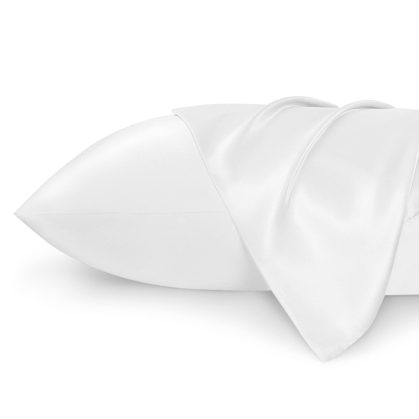 Bedsure Satin Pillowcase for Hair and Skin Queen - Pure White Silky Pillowcase - Set of 2 with Envelope Closure, Similar to Silk Pillow Cases, Gifts for Women Men, 20x30 Inches