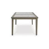 Signature Design by Ashley Rainier Ranch Contemporary Sintered Stone Tabletop Outdoor Dining Table with 4 Legs, Light Brown & Beige Signature Design by Ashley