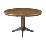 IC International Concepts 36" Round Top Pedestal 12" Leaf-30.1" H-Dining Height Table, Hickory/Washed Coal IC International Concepts