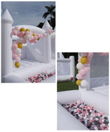 15x15FT White Bounce House Castle for Kids Adults, w/Slide & Ball Pit, (Heavy Duty PVC) (1100W Blower), Large Jumper Bouncy Inflatable Castle, Wedding, Birthday Party, Baptism, 15x15x10ft Inflantteble