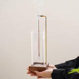 Ceremony Incense Holder, Wooden Incense Holder for Sticks with Glass Ash Catcher, Anti-ash Incense Burner with 20 Incense Sticks and a Ash Brush for Meditation Yoga Spa Room Decor CEREMONY