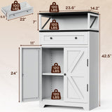 Eltean 42.5" H White Metal Farmhouse Storage Cabinet with Magnetic Doors and Drawer,Sideboard with Adjustable Shelf,Large Capacity Kitchen Pantry Cabinet for Entryway/Living Room/Dining Room Eltean