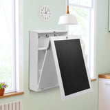 IFANNY Folding Wall Desk, Wall Mounted Fold Out Desk with Storage Shelves & Hooks, Hideaway Desk Wall Mount with Chalkboard, Floating Corner Desk for Small Spaces (White) IFANNY
