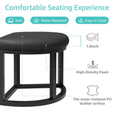 IGERI Round Coffee Table with Stools Underneath - 30 Inch Small Modern Tables Set with 3 Chairs Ottomans Seating Seats Black Wood IGERI