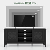 Tangkula Farmhouse TV Stand for TVs Up to 65-in, Classic Media Entertainment Center w/Glass Door Cabinets & 4 Adjustable Shelves, Modern TV Console Table w/ 3 Cable Holes for Living Room (Black) Tangkula