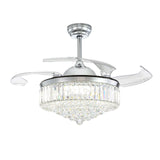NOXARTE 48 Inch Crystal Chandelier Ceiling Fan with Light Fandelier Ceiling Fan with Light Retractable Blades Fan with Remote Control 48" Dimmable Fandelier for Bedroom Living Room NOXARTE