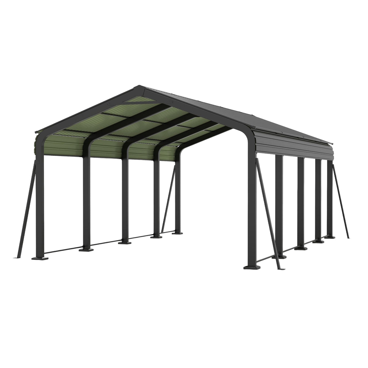 12x20 FT Metal Carport, Heavy Duty Car Port Canopy with Galvanized Steel Roof & Frame, Large Metal Carport Kit, Outdoor Car Garage, Steel Car Shelter for Car, Boat, Truck, Dark Gray ANTSKU